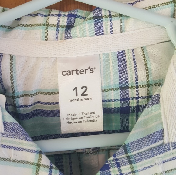 NWT Carter's boy plaid collared onsie - Picture 2 of 4